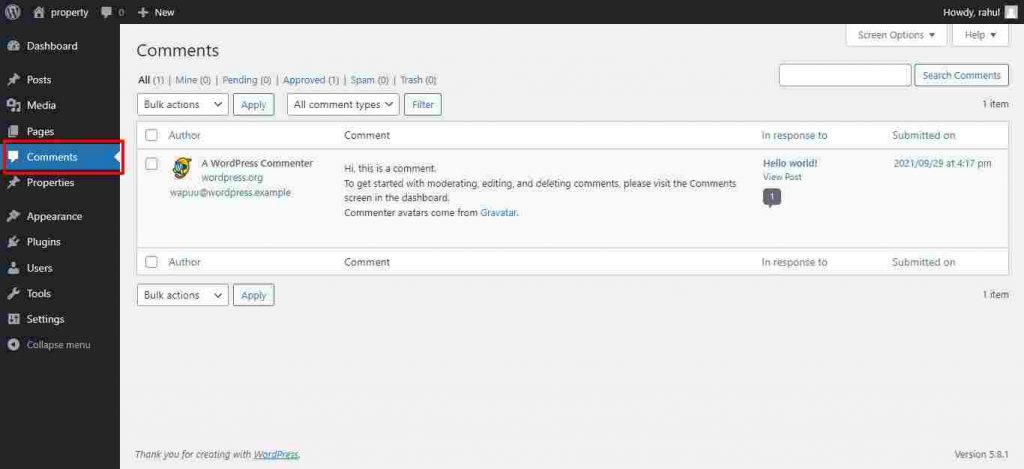 WordPress admin panel introduction in Hindi