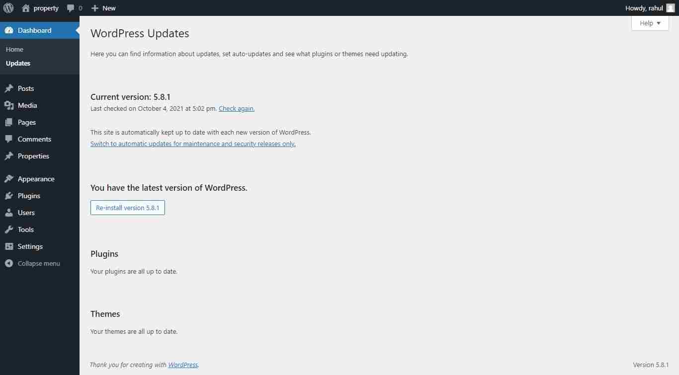 WordPress admin panel introduction in Hindi
